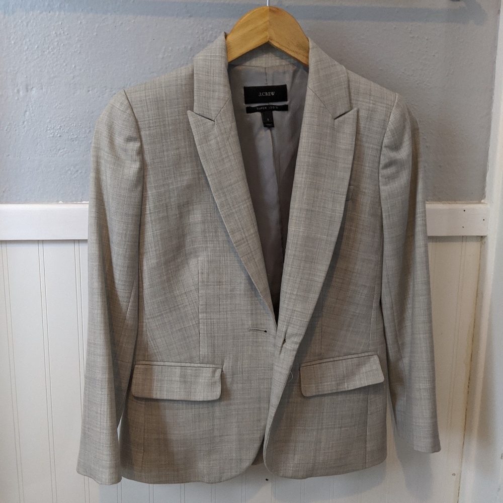 J. Crew Super 120s Heather Gray Blazer 3/4 Sleeves